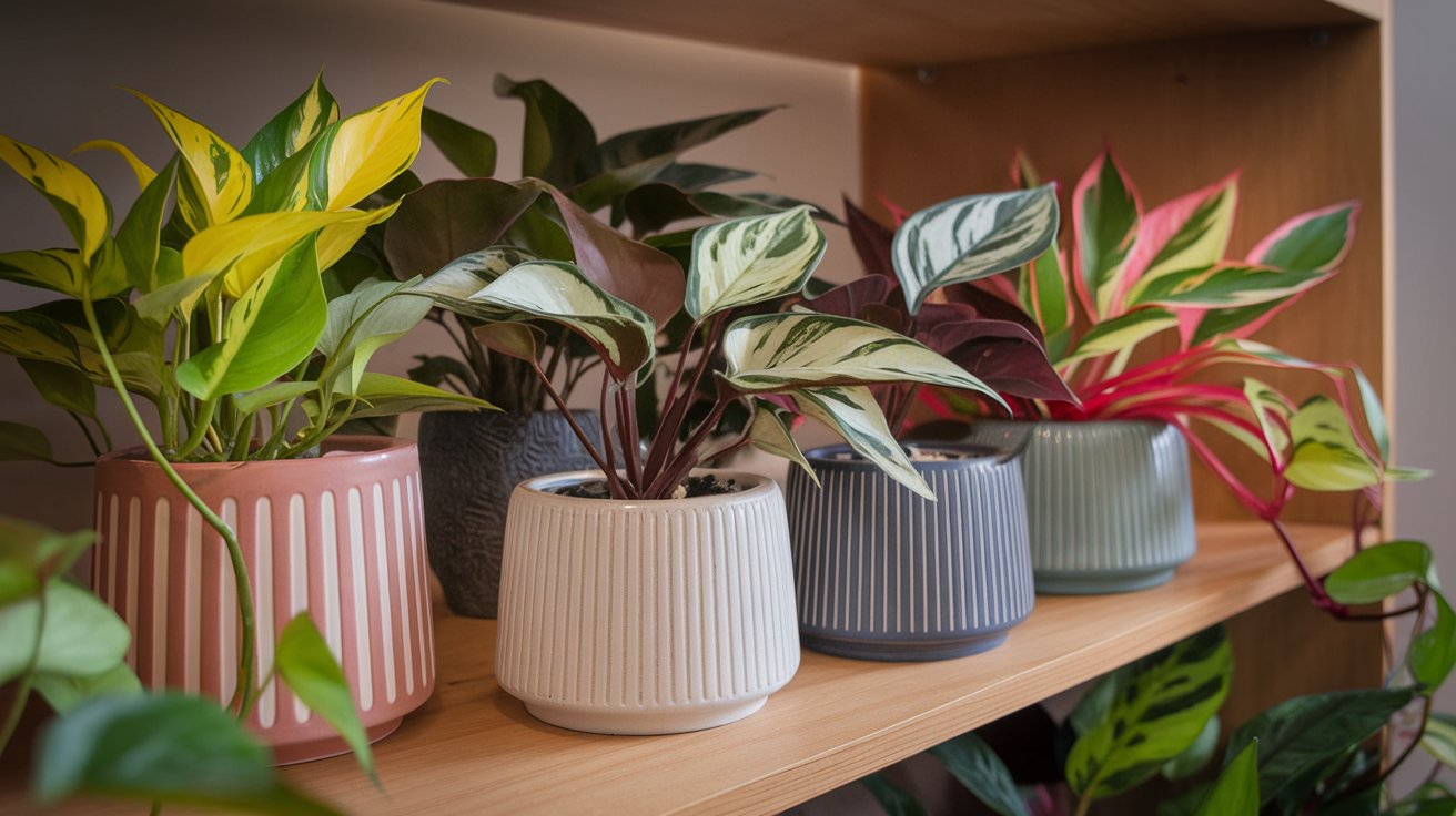 a photo of various types of pothos plant